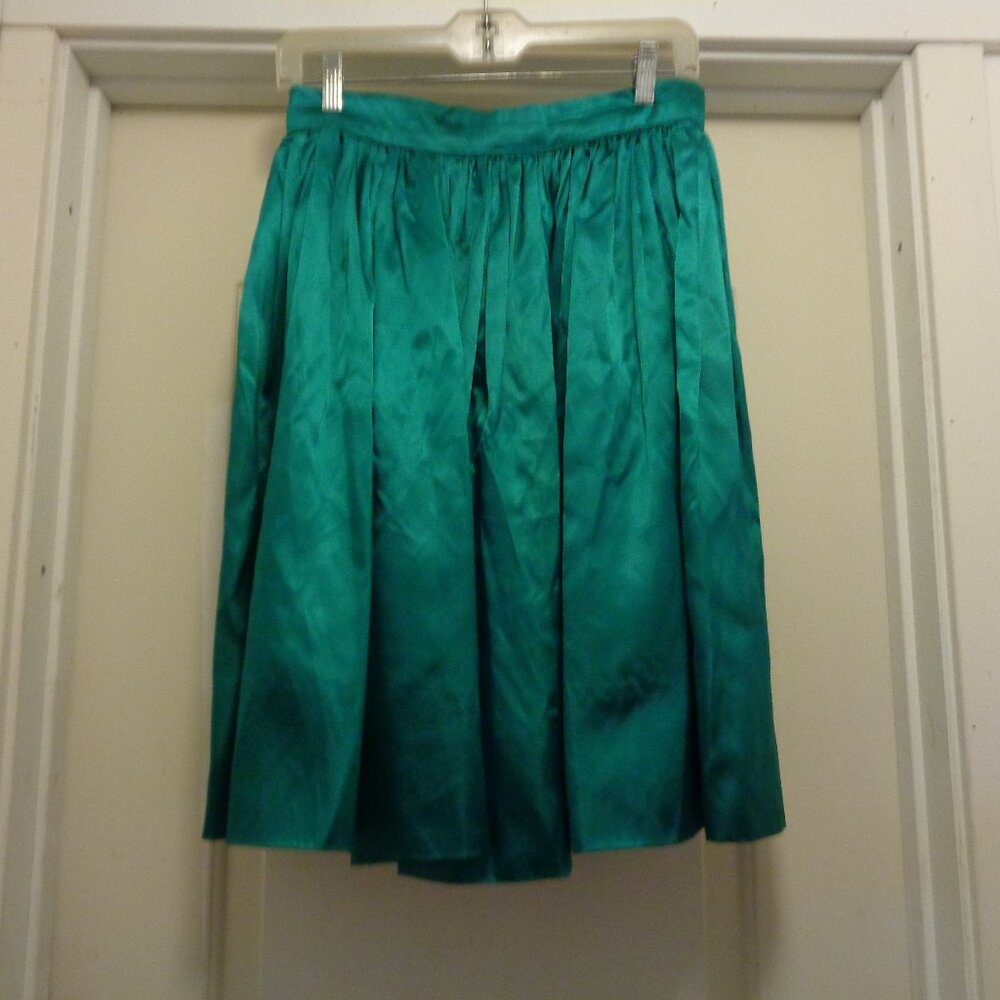 FAIRYCORE MERMAIDCORE COSPLAY COSTUME GREEN SATIN VINT GATHERED SKIRT 8